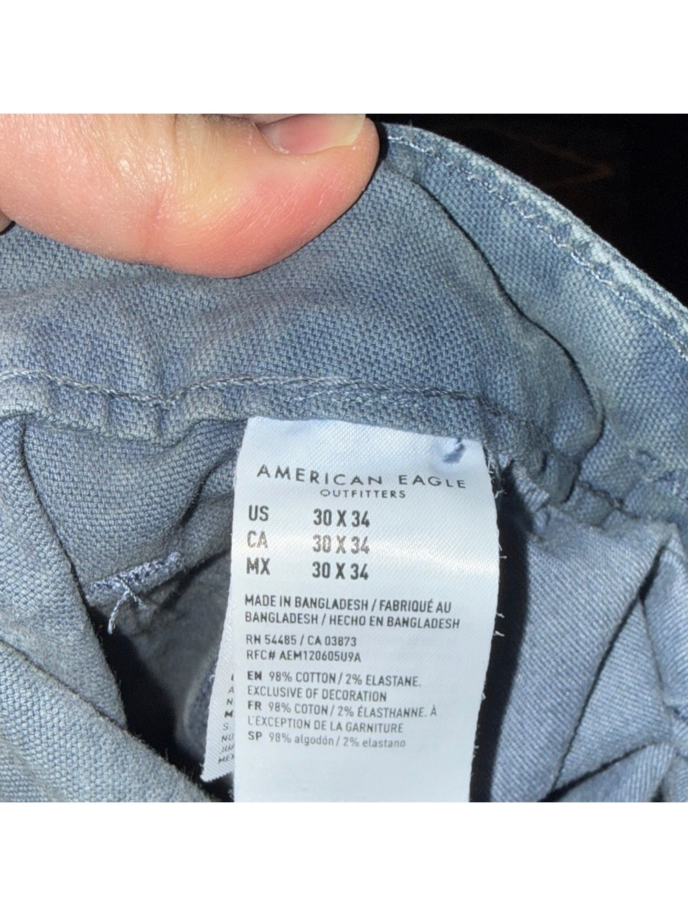 American Eagle Outfitters Men's chino  Cargo Pants in Denim Blue 30 x 34 - Picture 3 of 5